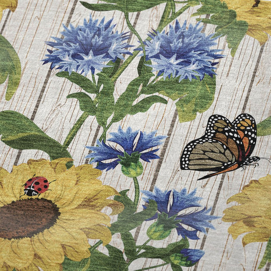 50" X 70" Yellow Blue And Ivory Floral Polyester Woven Plush Throw Blanket