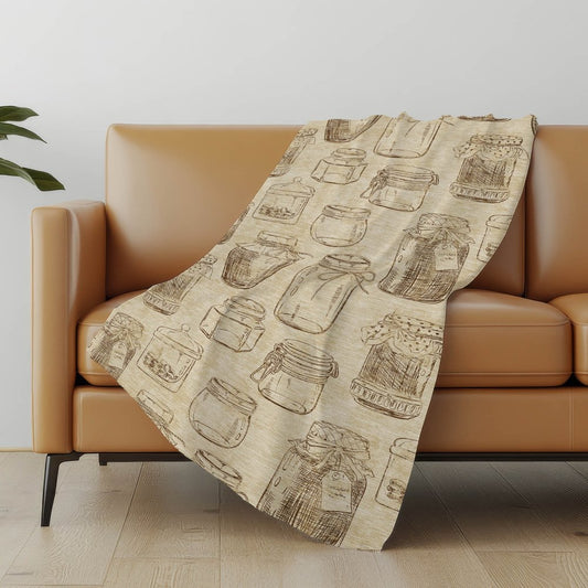 50" X 70" Beige And Brown Geometric Polyester Woven Plush Throw Blanket