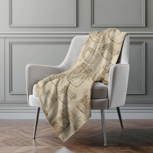 50" X 70" Beige And Brown Geometric Polyester Woven Plush Throw Blanket