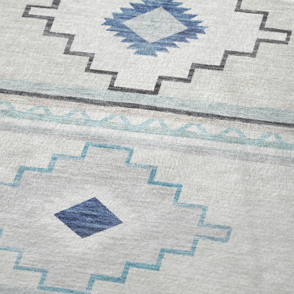 50" X 70" Blue And Ivory Geometric Polyester Woven Plush Throw Blanket