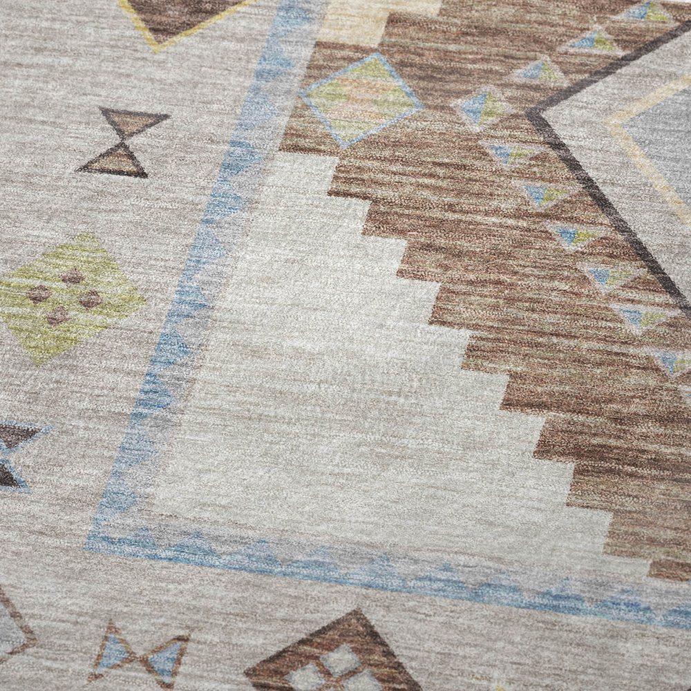 50" X 70" Taupe Beige And Brown Geometric Polyester Woven Plush Throw Blanket