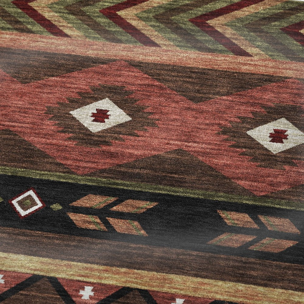 50" X 70" Brown Rust And Beige Geometric Polyester Woven Plush Throw Blanket