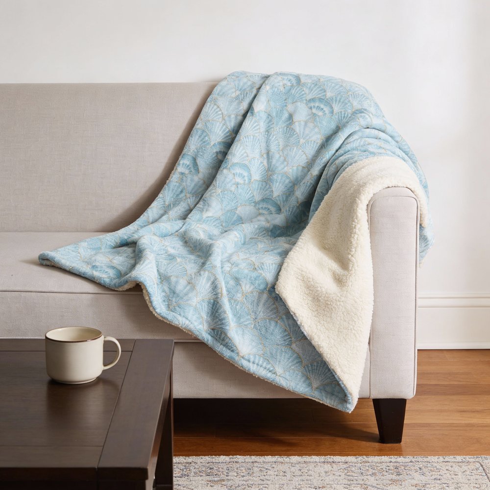 50" X 70" Aqua And Ivory Animal Print Microfiber Plush Throw Blanket