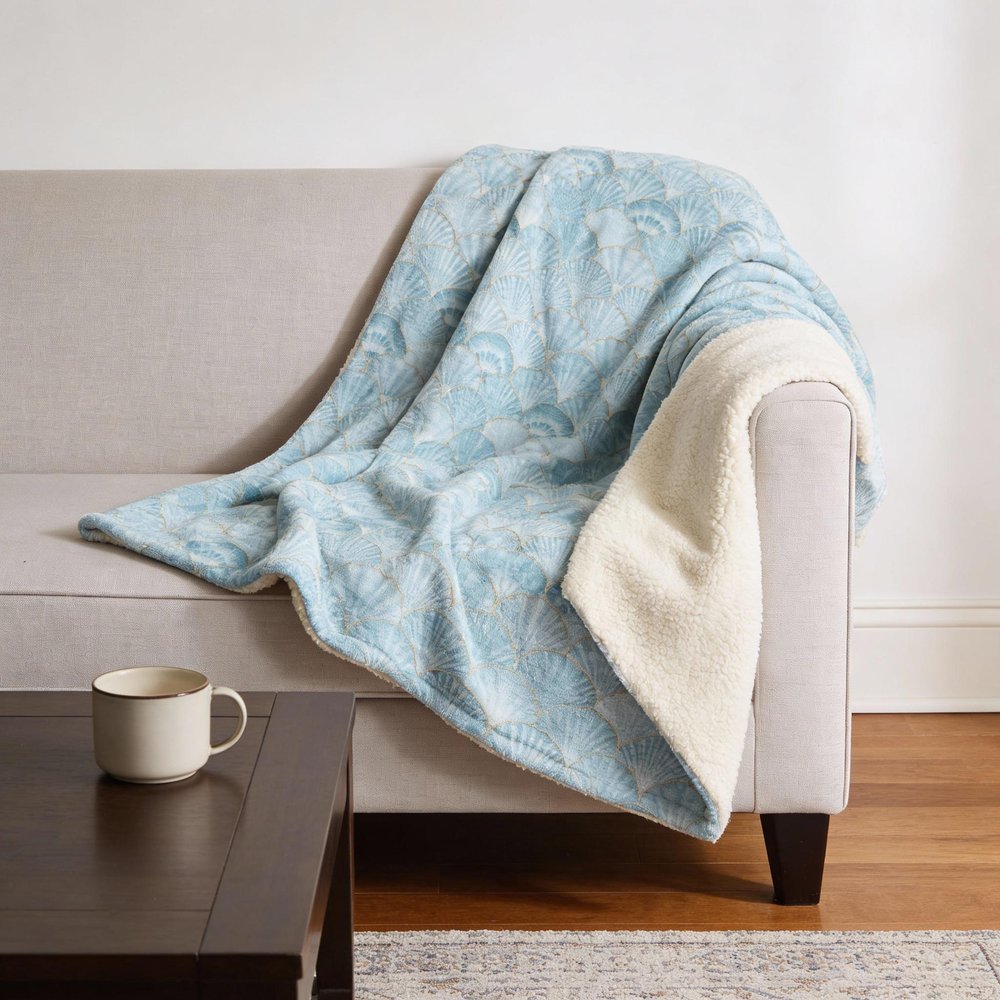 50" X 70" Aqua And Ivory Microfiber Animal Print Plush Throw Blanket