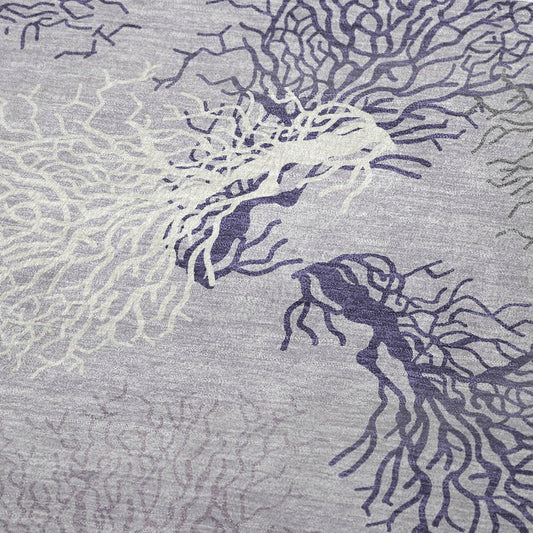 50" X 70" Purple Ivory And Gray Floral Polyester Woven Plush Throw Blanket