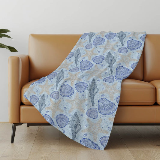50" X 70" Blue Ivory And Beige Animal Print Polyester Woven Plush Throw Blanket