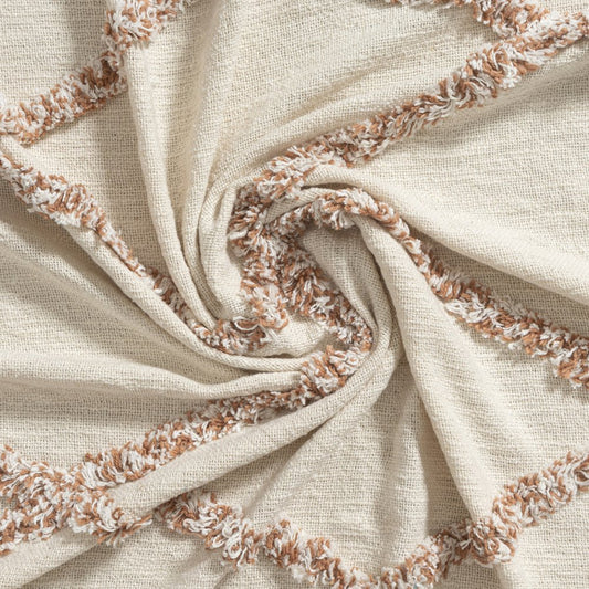 50" X 60" Ivory And Brown Argyle Cotton Woven Throw Blanket