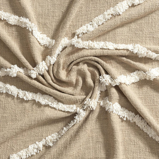 50" X 60" Tan And Ivory Geometric Cotton Woven Throw Blanket