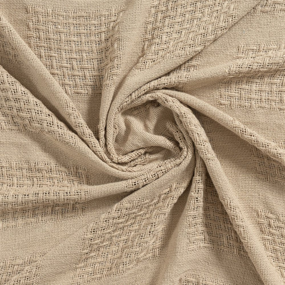 50" X 60" Tan And Beige Patchwork Cotton Woven Throw Blanket