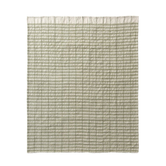 50" X 60" Green And Ivory Striped Throw Blanket