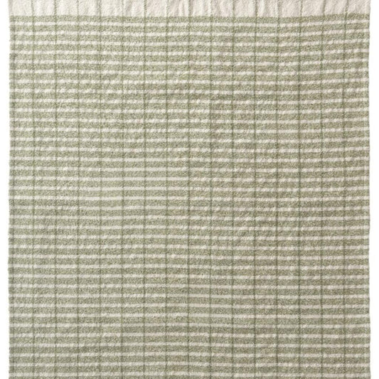 50" X 60" Green And Ivory Striped Throw Blanket