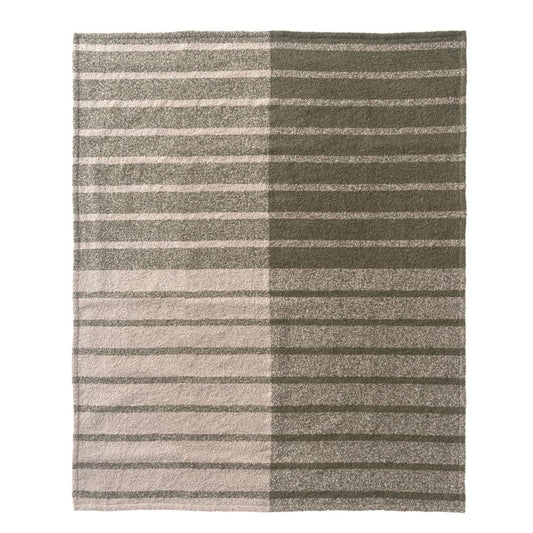 50" X 60" Gray And Green Striped Polyester Woven Throw Blanket