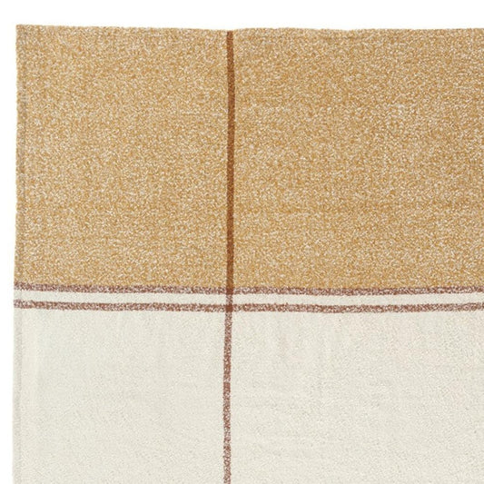 50" X 60" Ivory And Orange Striped Polyester Woven Throw Blanket