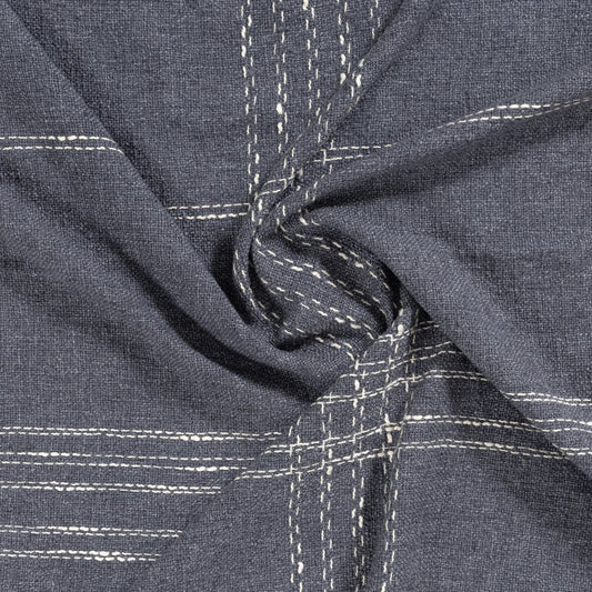 50" X 60" Blue And Ivory Plaid Cotton Blend Woven Throw Blanket