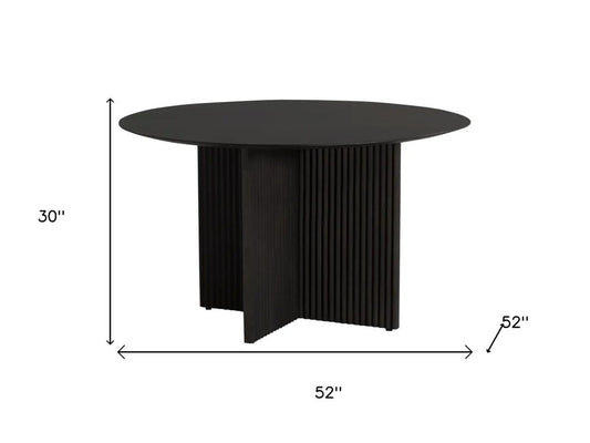 52" Dark Brown Solid Wood Cross Leg Base Round Top Dining Table