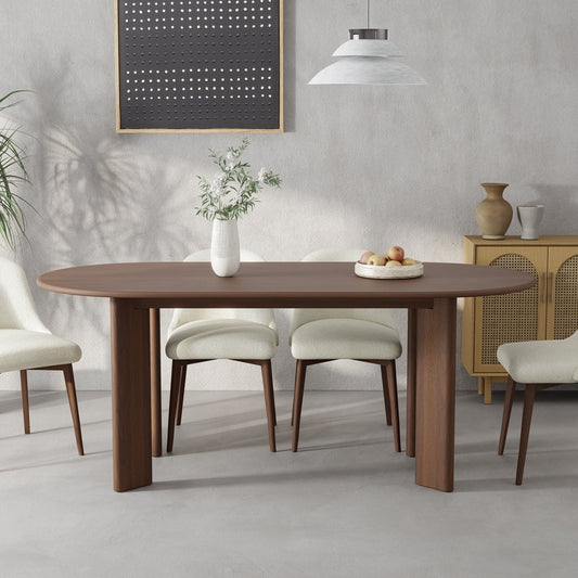 66" Brown Solid Wood Oval Dining Table
