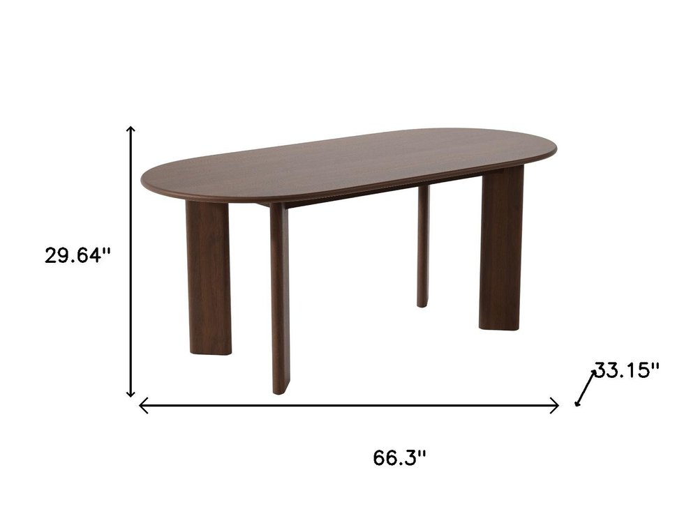 66" Brown Solid Wood Oval Dining Table