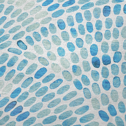 50" X 70" Aqua And Ivory Abstract Polyester Woven Plush Throw Blanket