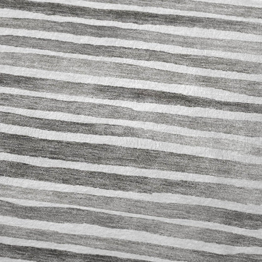 50" X 70" Gray And Ivory Striped Microfiber Plush Throw Blanket