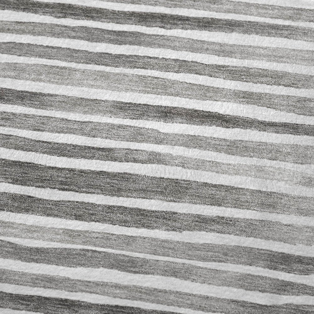 50" X 70" Gray And Ivory Striped Polyester Woven Plush Throw Blanket