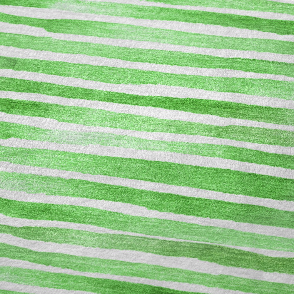 50" X 70" Green And Ivory Striped Polyester Woven Plush Throw Blanket