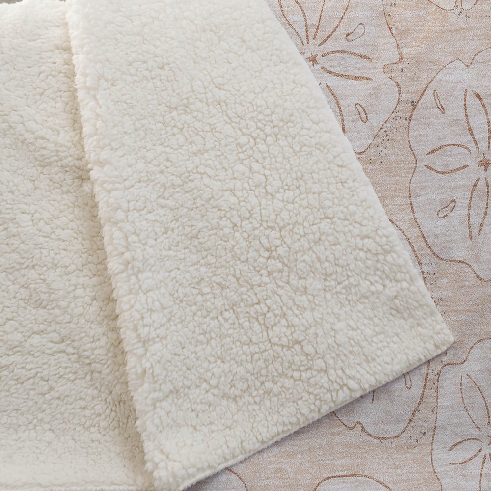 50" X 70" Peach And Beige Animal Print Polyester Woven Plush Throw Blanket