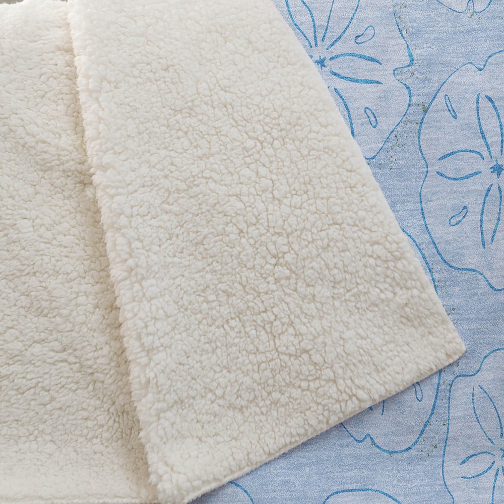 50" X 70" Blue And Sky Blue Animal Print Polyester Woven Plush Throw Blanket