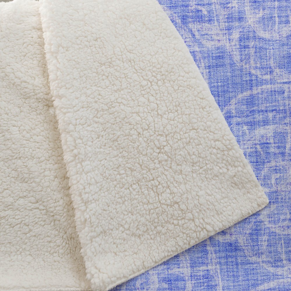 50" X 70" Blue And Ivory Animal Print Polyester Woven Plush Throw Blanket