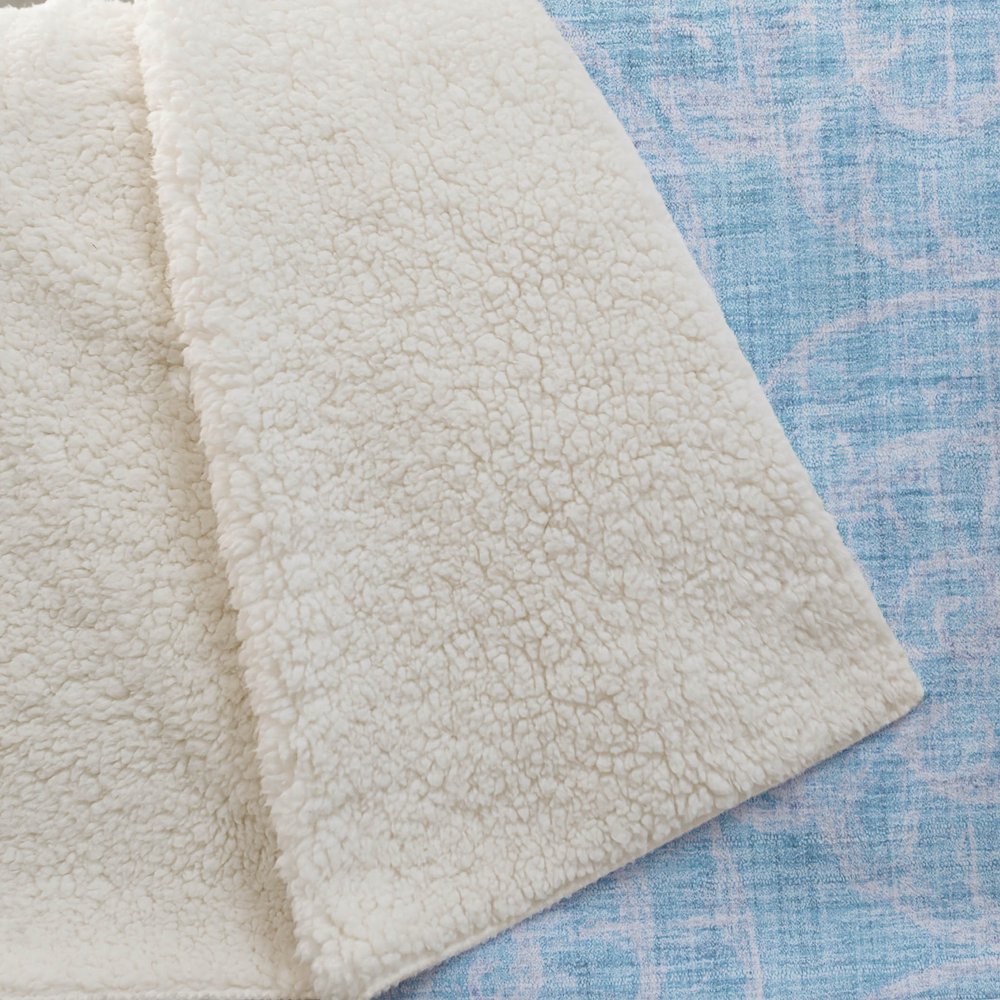 50" X 70" Aqua And Ivory Animal Print Polyester Woven Plush Throw Blanket