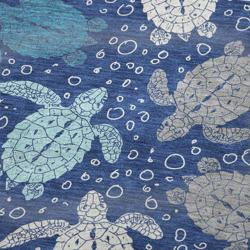 50" X 70" Blue Ivory And Teal Animal Print Polyester Woven Plush Throw Blanket