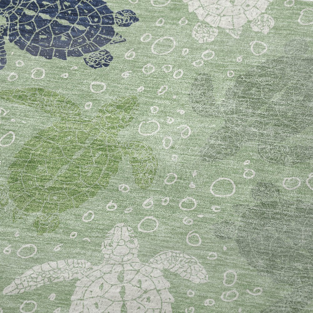 50" X 70" Green Blue And Ivory Animal Print Polyester Woven Plush Throw Blanket