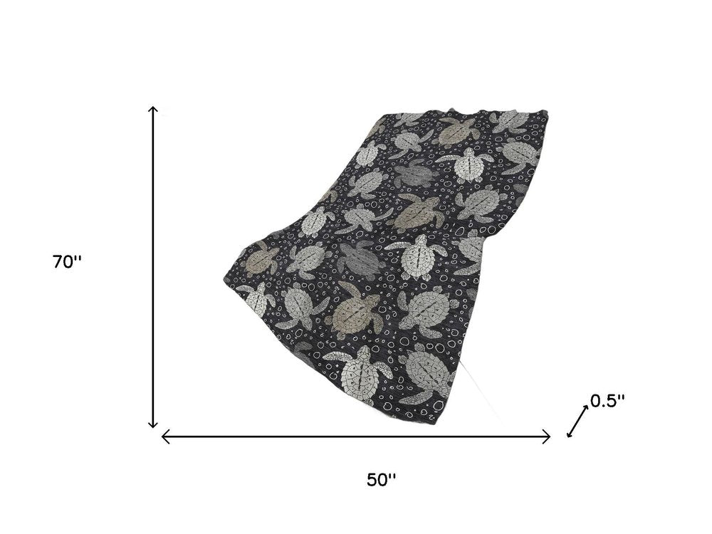 50" X 70" Midnight Gray And Ivory Animal Print Polyester Woven Plush Throw Blanket