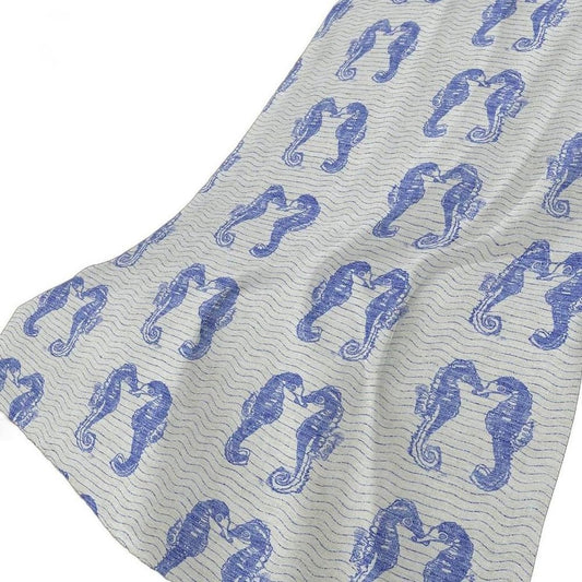 50" X 70" Blue And Ivory Animal Print Polyester Woven Plush Throw Blanket