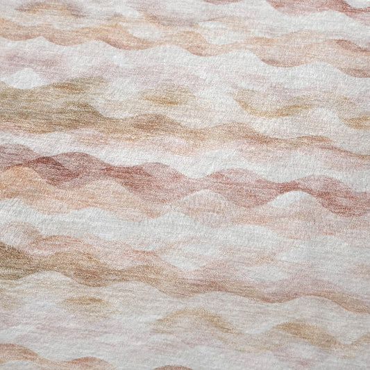 50" X 70" Peach Beige And Ivory Abstract Microfiber Plush Throw Blanket