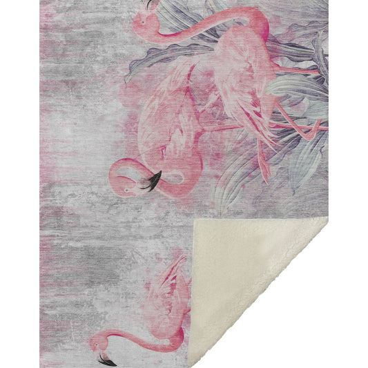 50" X 70" Pink And Ivory Animal Print Polyester Woven Plush Throw Blanket