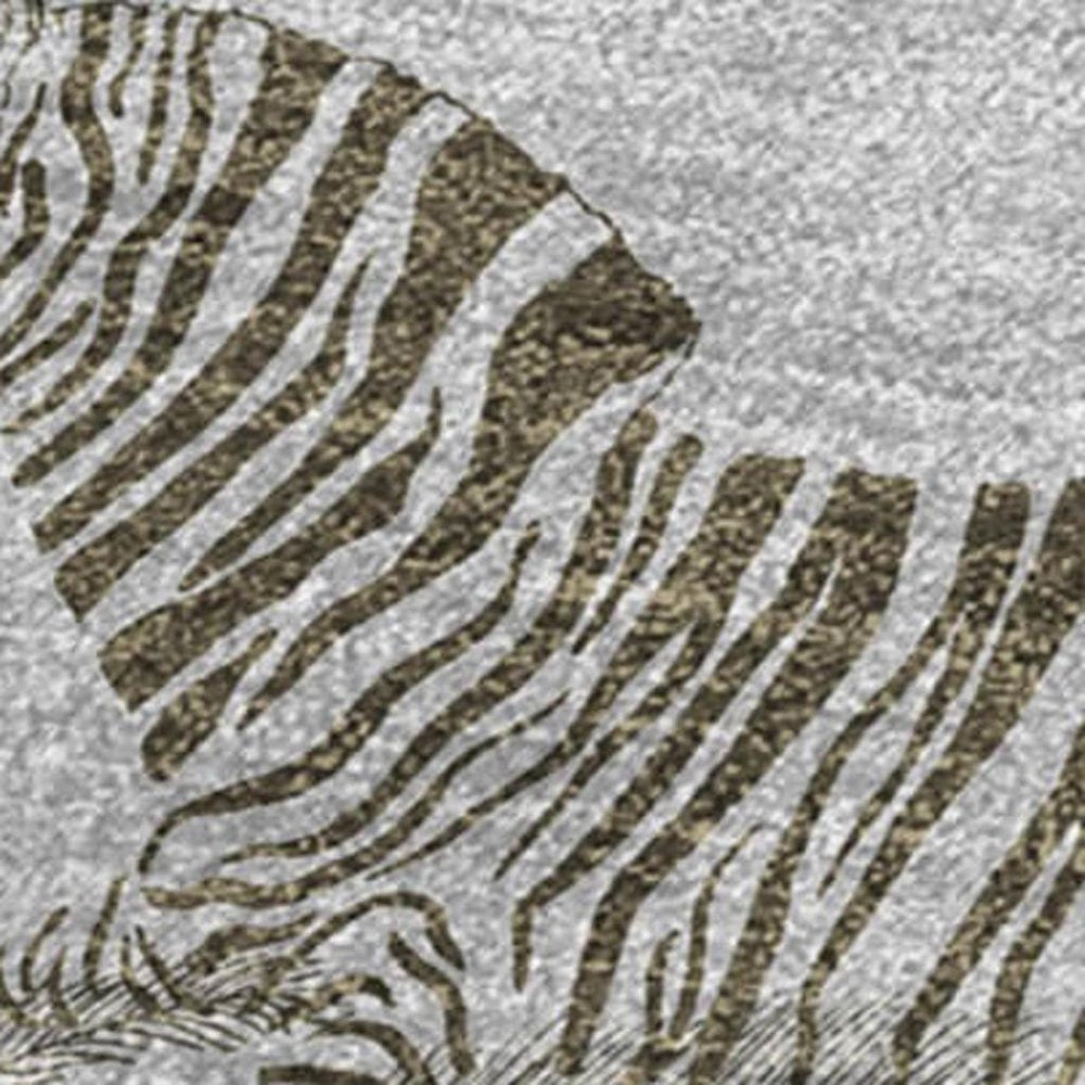 50" X 70" Gray And Taupe Animal Print Polyester Woven Plush Throw Blanket