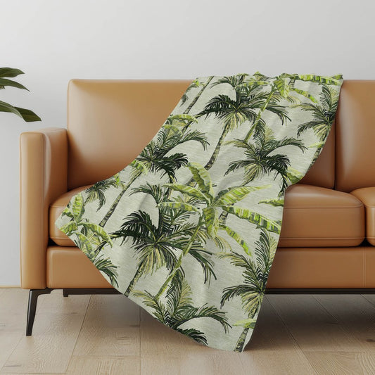 50" X 70" Green Palm Tree Microfiber Plush Throw Blanket