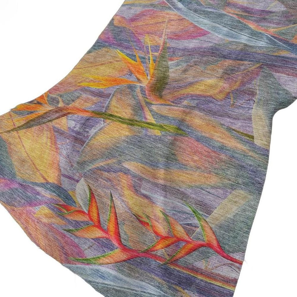 50" X 70" Peach Blue And Orange Animal Print Polyester Woven Plush Throw Blanket