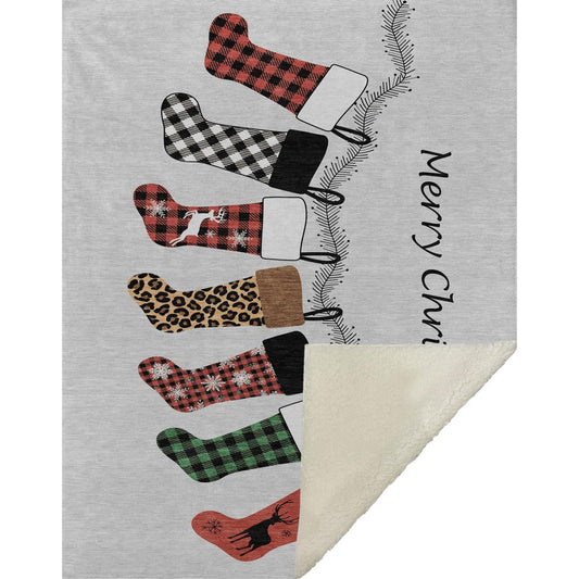 50" X 70" Gray Red And Green Microfiber Checkered Plush Throw Blanket