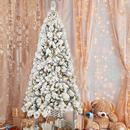 6' White Pre Lit Full Pine Christmas Tree