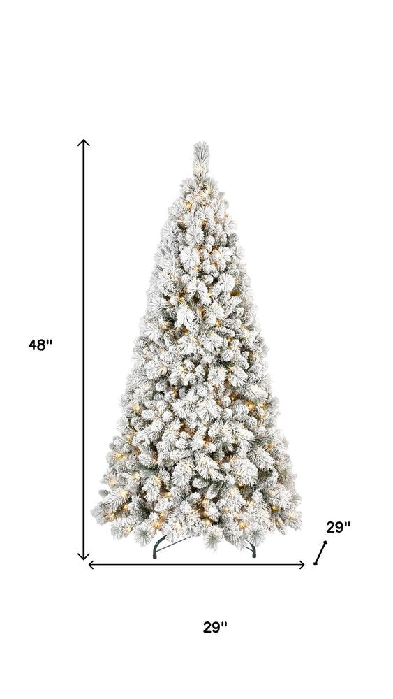 4' White Pre Lit Full Pine Christmas Tree