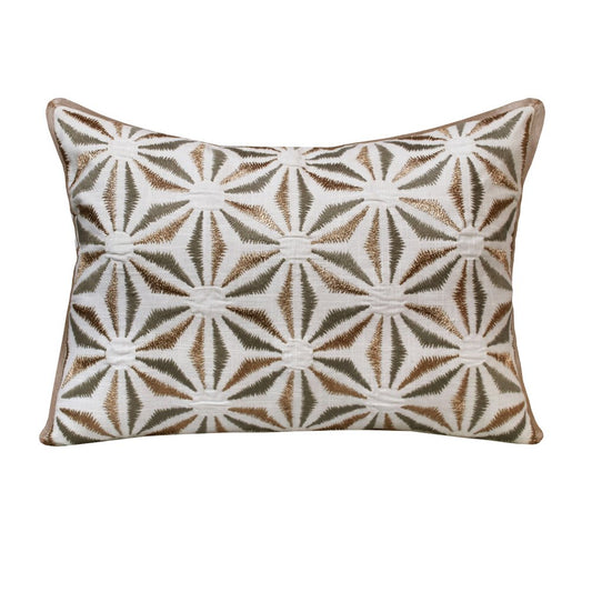14" X 20" Gray And Brown Lumbar Geometric Cotton Throw Pillow Cover