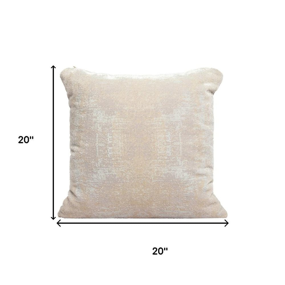 20" Gray And Beige Abstract Polyester Blend Throw Pillow Cover