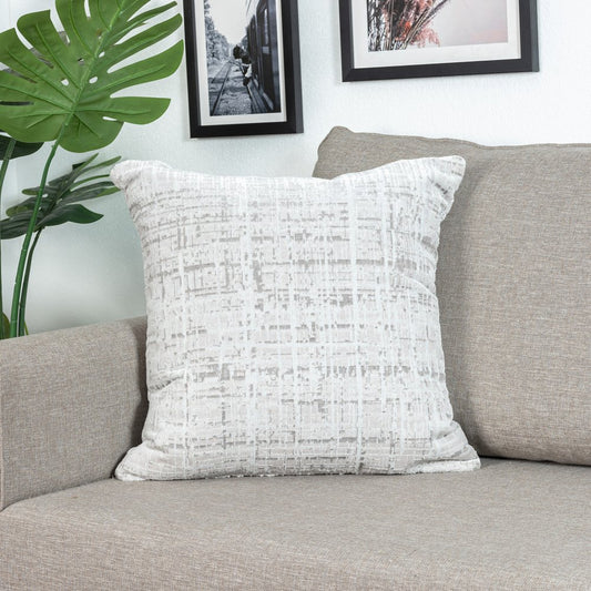 20" Gray And Beige Abstract Polyester Blend Throw Pillow Cover