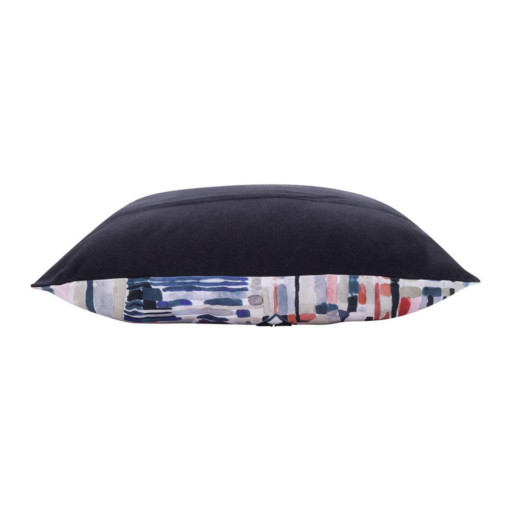 20" Gray Blue And Red Abstract Throw Pillow Cover