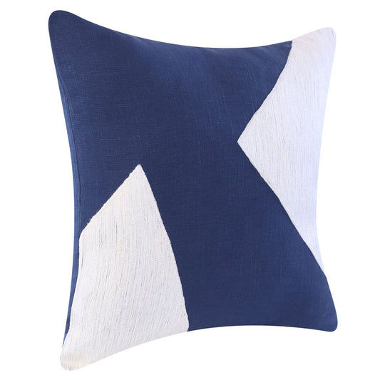 20" Blue And Ivory Abstract Cotton Throw Pillow Cover