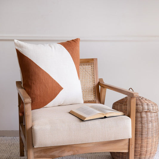 20" Brown And Ivory Abstract Cotton Throw Pillow Cover