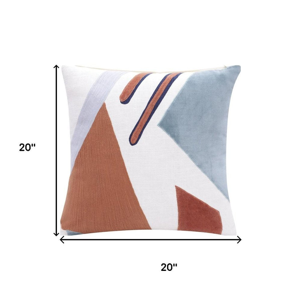 20" Green And Brown Abstract Cotton Throw Pillow Cover