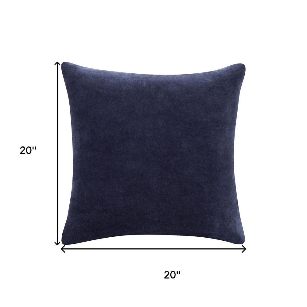 20" Blue Cotton Throw Pillow Cover
