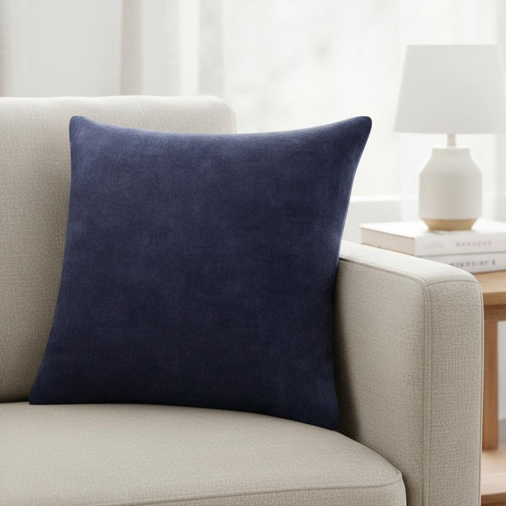 20" Blue Cotton Throw Pillow Cover